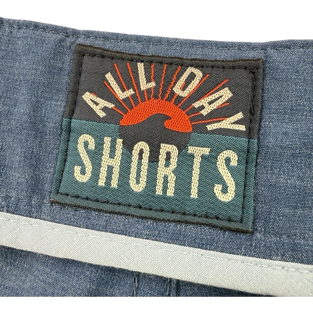Faherty Blue Drawstring‎ All Day Shorts Cotton Spandex Zipper Pocket Men's 38x7
